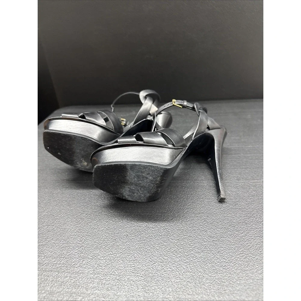 Yves Saint Laurent Tribute Black Leather Platform Sandals Size 39 / 9 (b1)